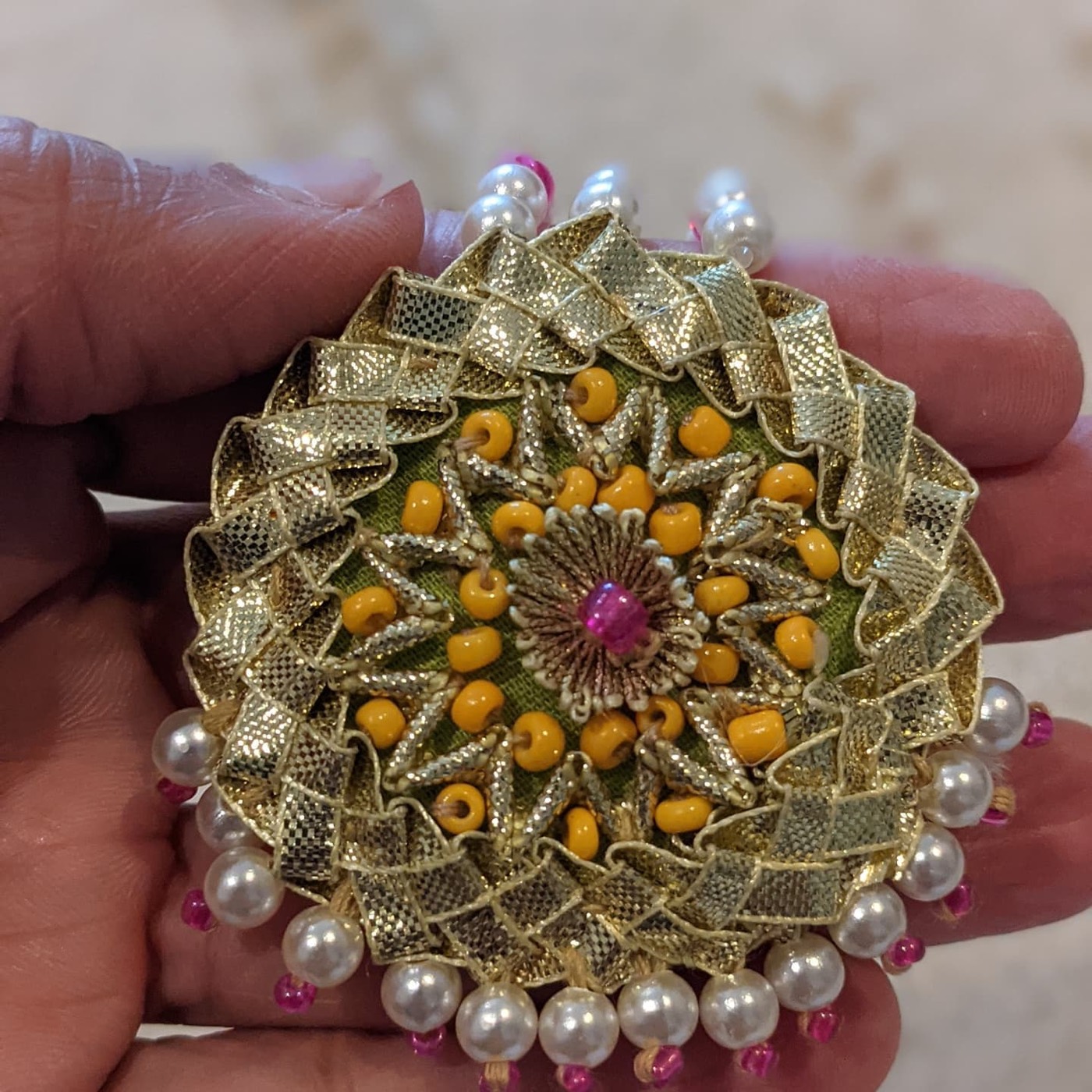 Matha Patti. Completely hand made embalish with pearls, gotta, Sitara and threads — Faya