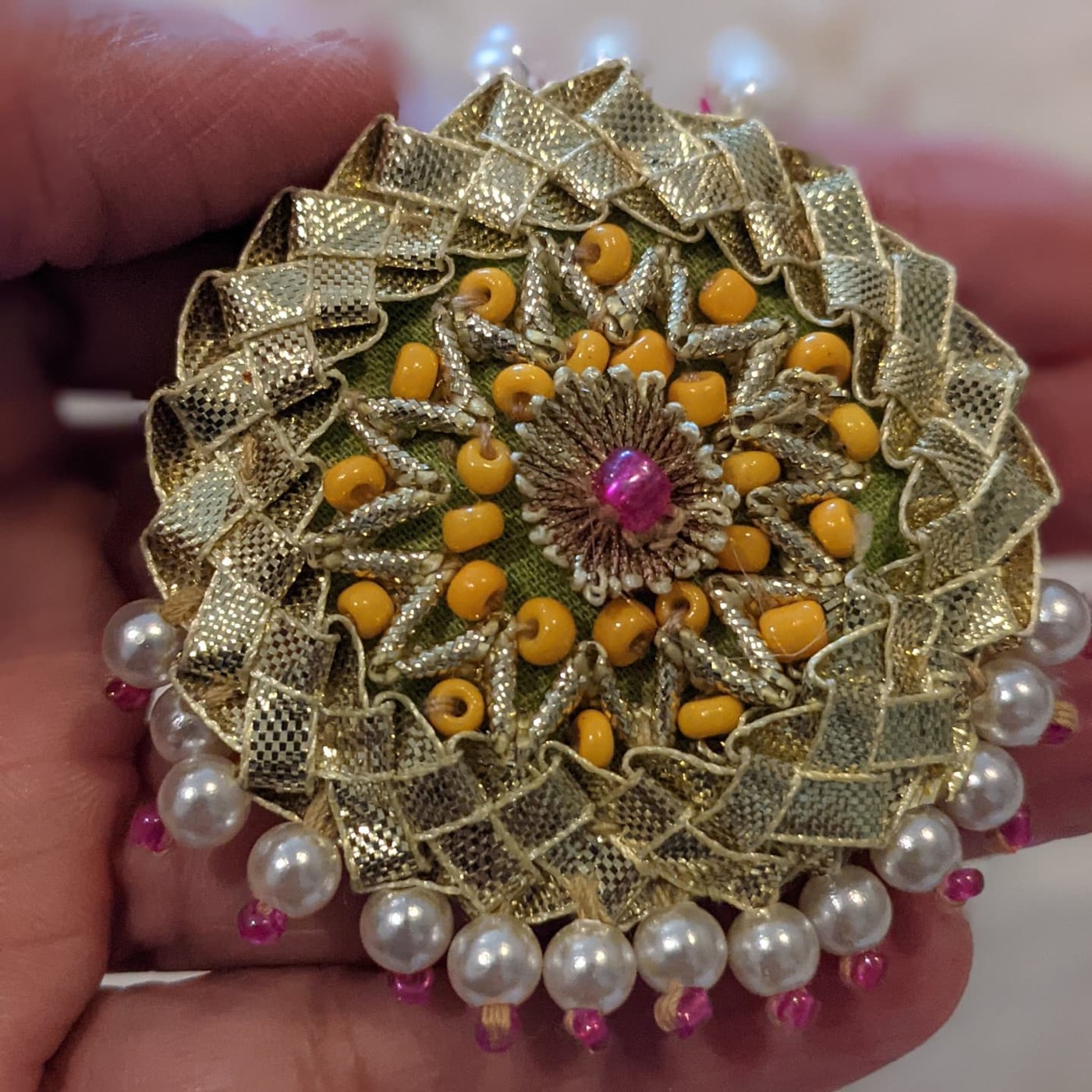 Matha Patti. Completely hand made embalish with pearls, gotta, Sitara and threads — Faya